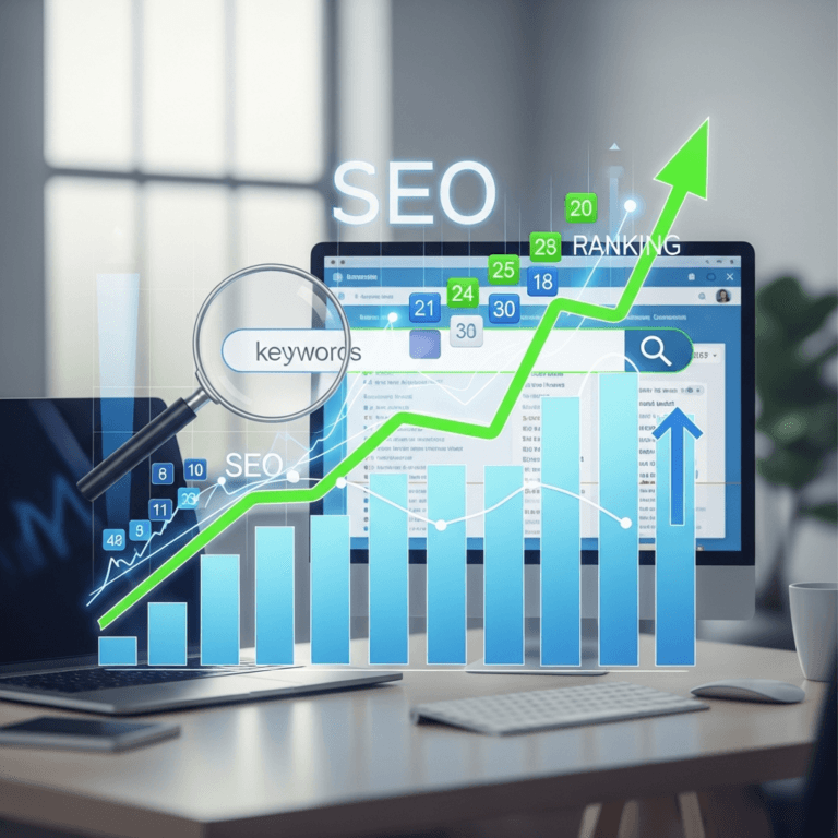 SEO ranking growth with data visualization