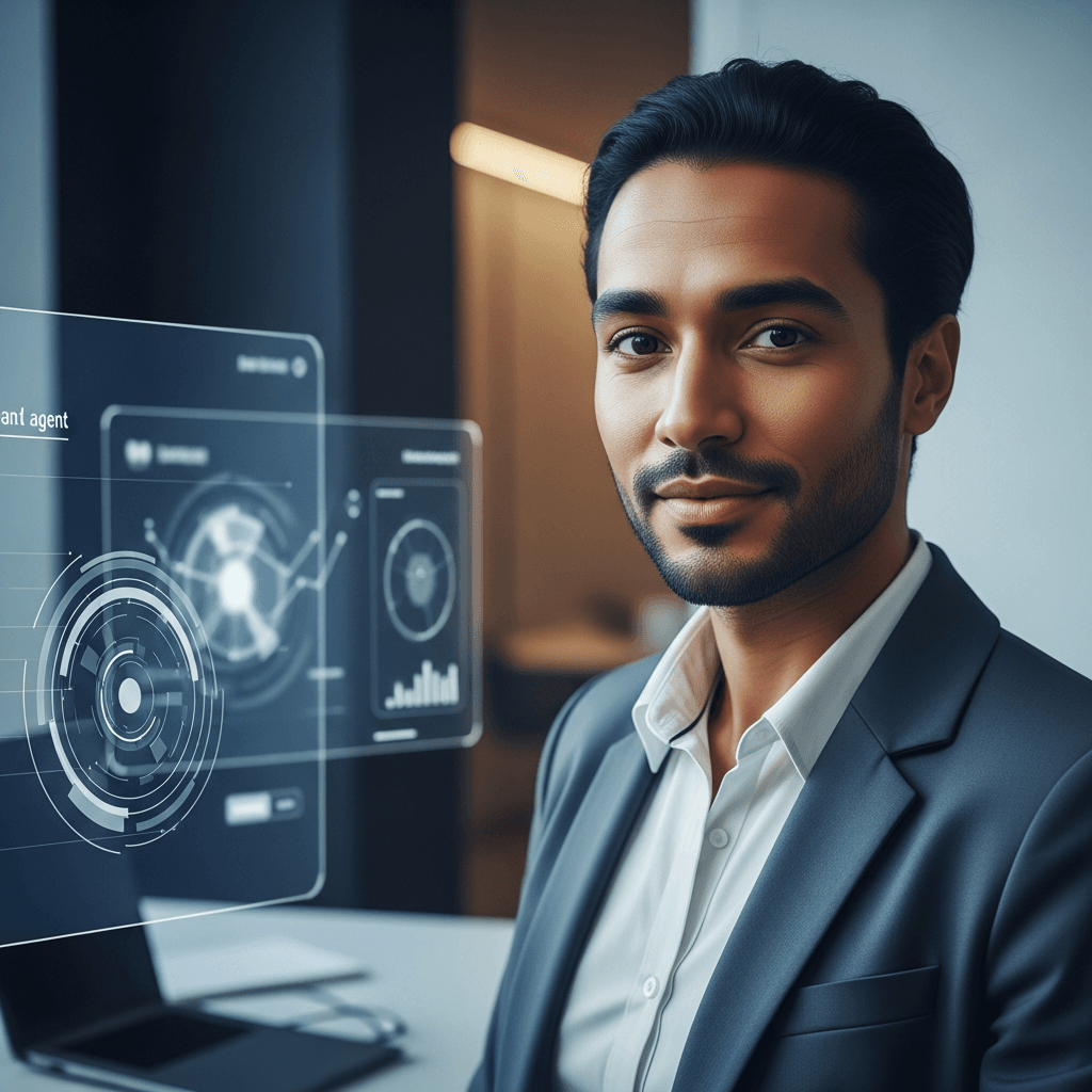 Business professional with digital interface